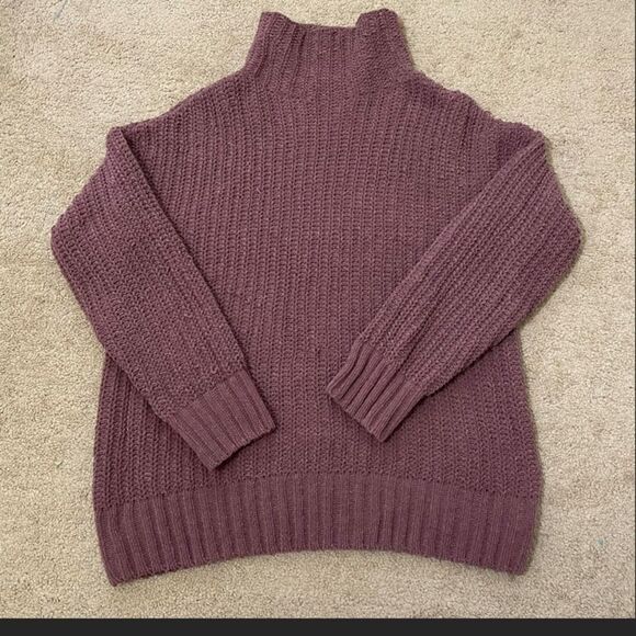 PINK Victorias Secret Medium Cozy Mauve Turtleneck Sweater oversized chunky lady - Picture 1 of 16